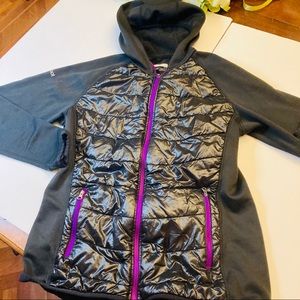 Marmot black/purple polartek thin puffer coat L